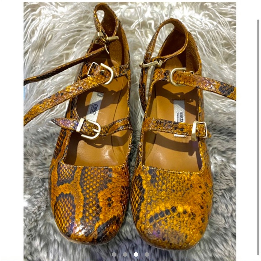 Miista Orange Snake-Print Block Heel Mary Janes - Picture 4 of 4